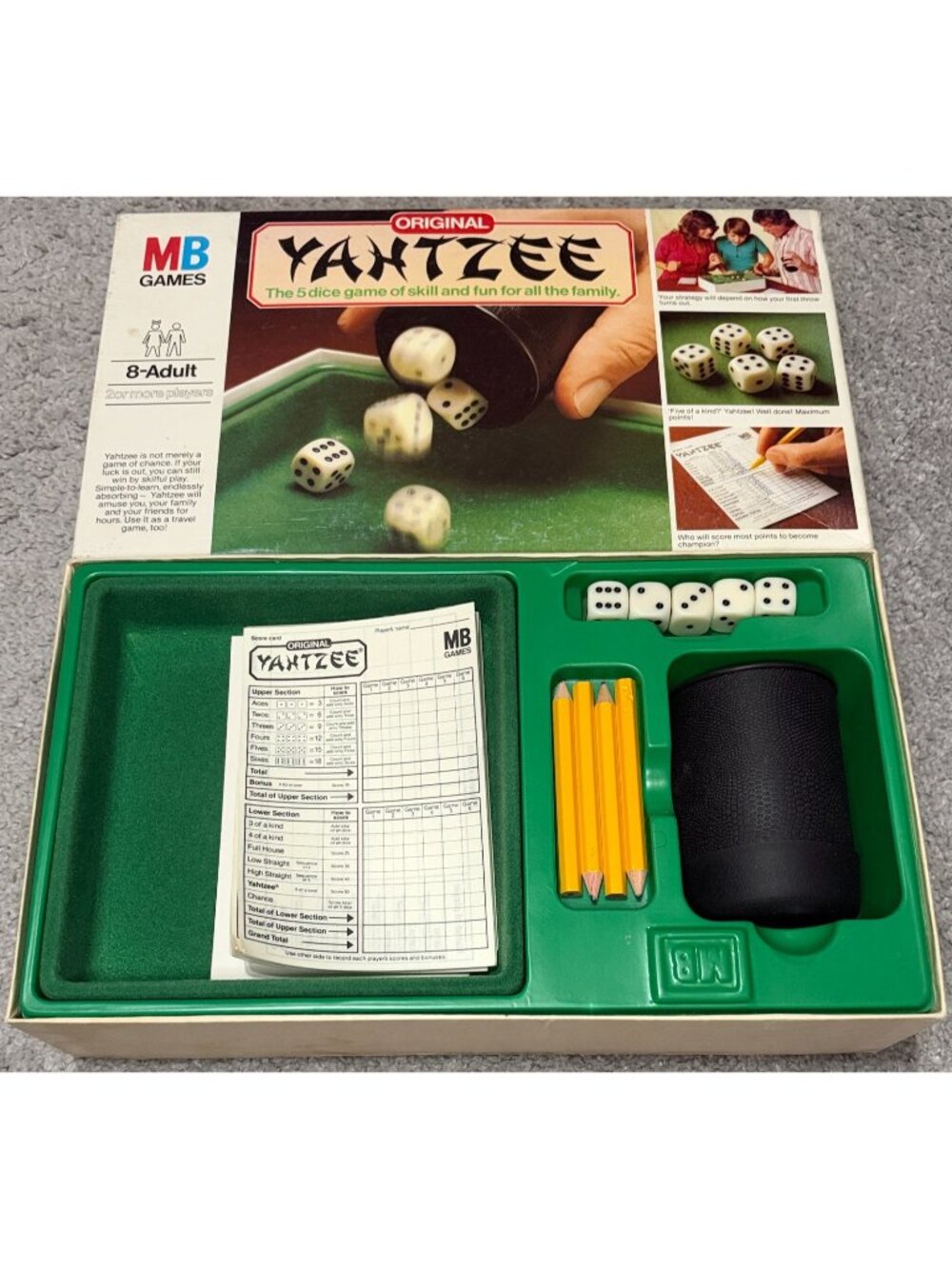 Vintage Yahtzee Original MB Games Milton Bradley 1982 Dice Game Retro